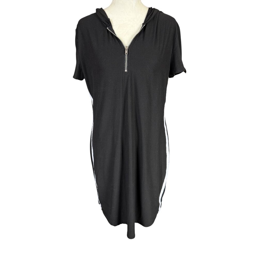 No Boundaries juniors hoodie bodycon dress black with white stripe XL 15-17